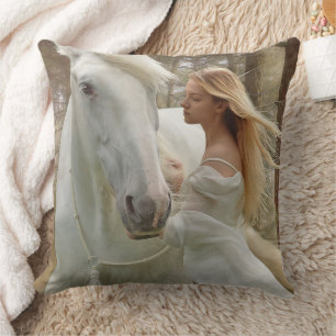 Almofada Travesseiro de Fantasia de Cavalo e Menina