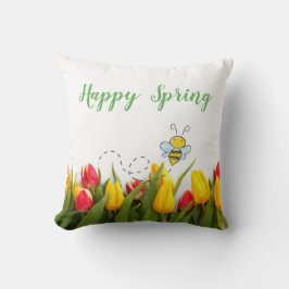 Almofada Travesseiro de Férias de Tulipa de Primavera Feliz