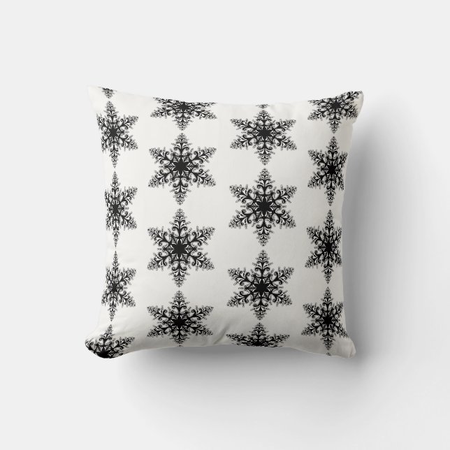 Almofada Travesseiro de Férias-Preto e Branco Floco de Neve (Frente)