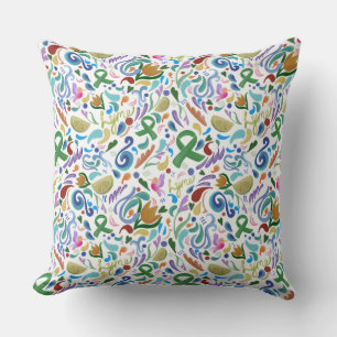 Almofada Travesseiro de Fita Verde de Consciência do Coraçã