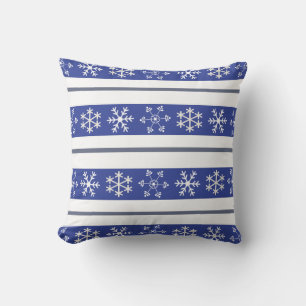 Almofada Travesseiro de floco de neve azul e branco #Holida