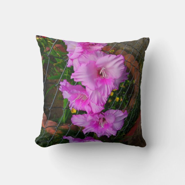 Almofada Travesseiro de Flor de Gladiola Roxa (Frente)