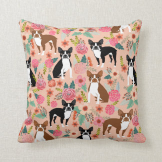 Almofada travesseiro de flores bonitinhos de Boston Terrier