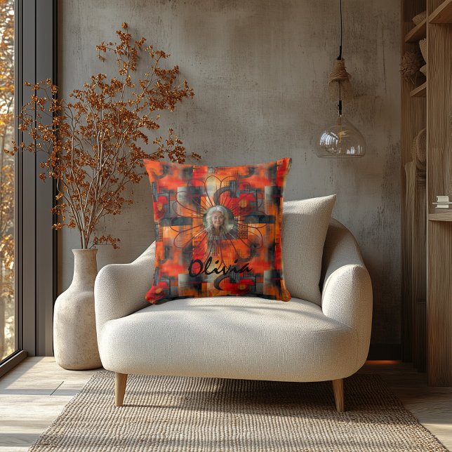 Almofada Travesseiro de Fotografia Personalizada Laranja Ab (Criador carregado)
