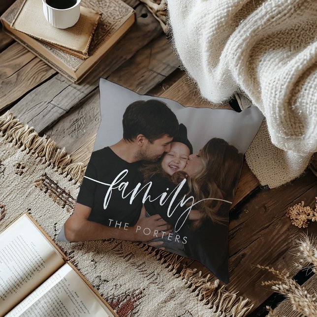 Almofada Travesseiro de Fotografias da Família Elegant Scri (Criador carregado)