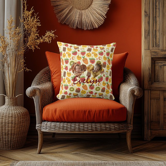 Almofada Travesseiro de Fruta Kawaii com Foto de Coração Du (Criador carregado)