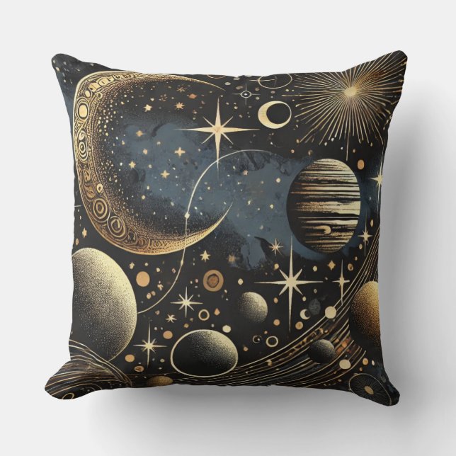 Almofada Travesseiro de Galáxia Cósmica - Elegância Celesti (Frente)