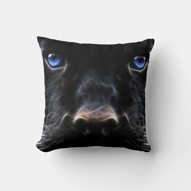 Almofada Travesseiro de Gato de Olhos Azuis Místicos (Frente)