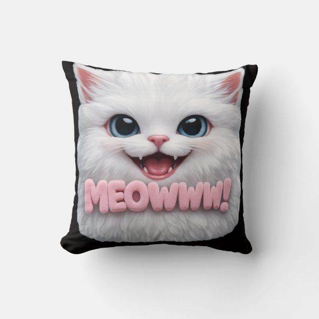 Almofada Travesseiro de Gato Fofinho Miaaau (Frente)