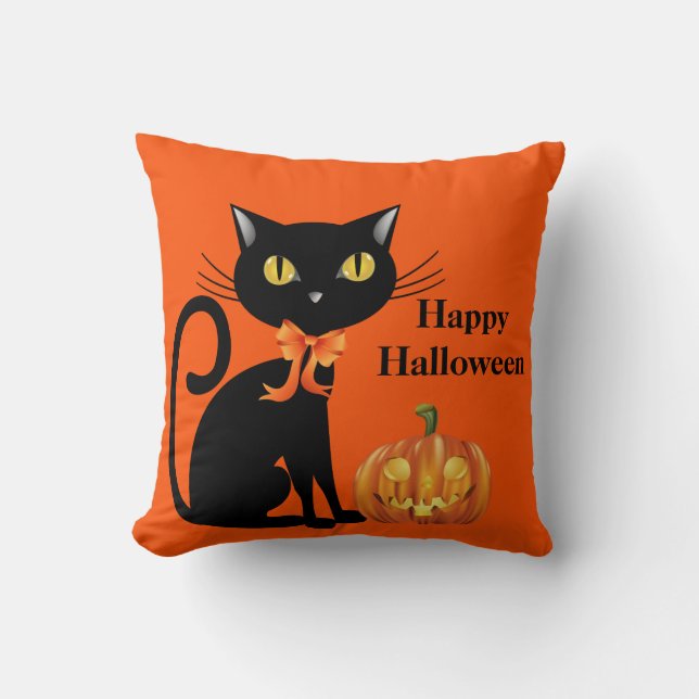 Almofada Travesseiro de Gato Halloween (Frente)