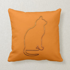 Almofada Travesseiro de Gato Negro Laranja Brilho