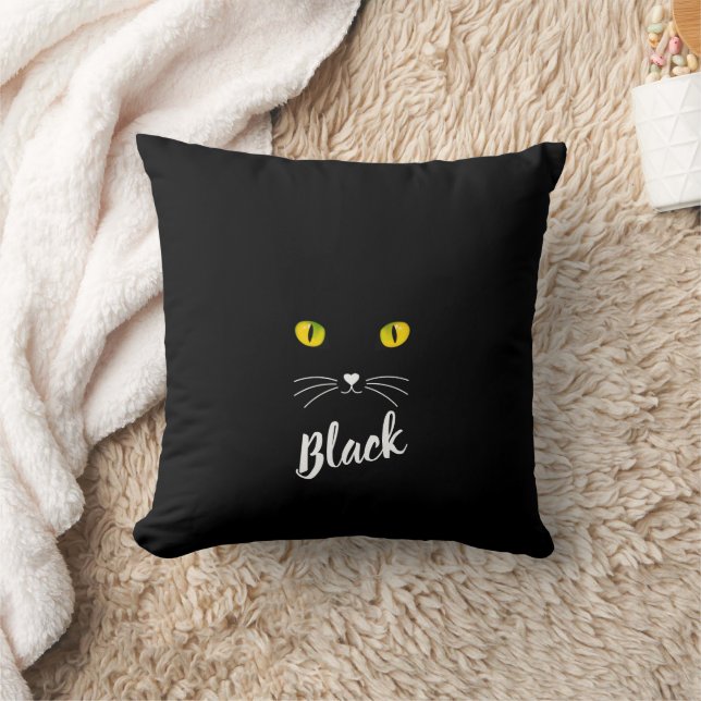 Almofada Travesseiro de Gato Preto Personalizado, Presente  (Cobertor)