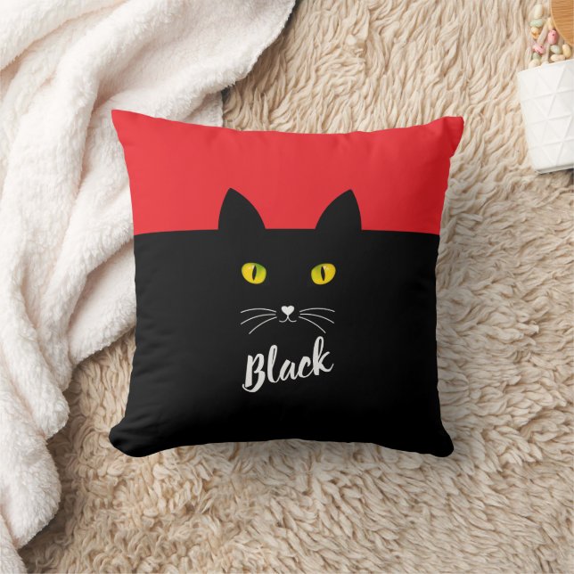 Almofada Travesseiro de Gato Preto Personalizado, Presente  (Cobertor)