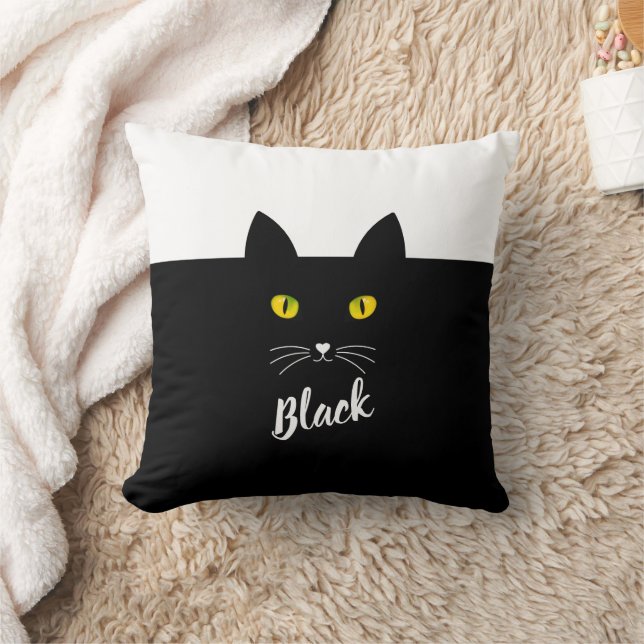 Almofada Travesseiro de Gato Preto Personalizado, Presente  (Cobertor)