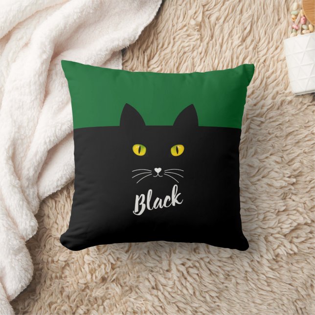 Almofada Travesseiro de Gato Preto Personalizado, Presente  (Cobertor)