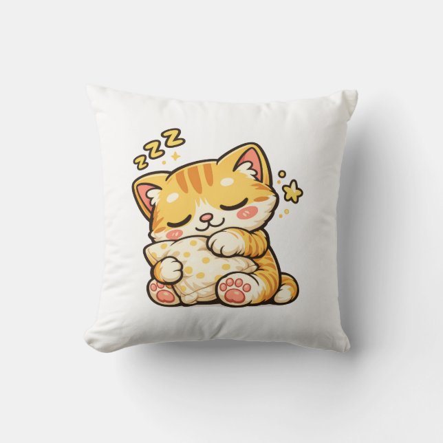 Almofada Travesseiro de Gato Sonolento Fofo (Frente)