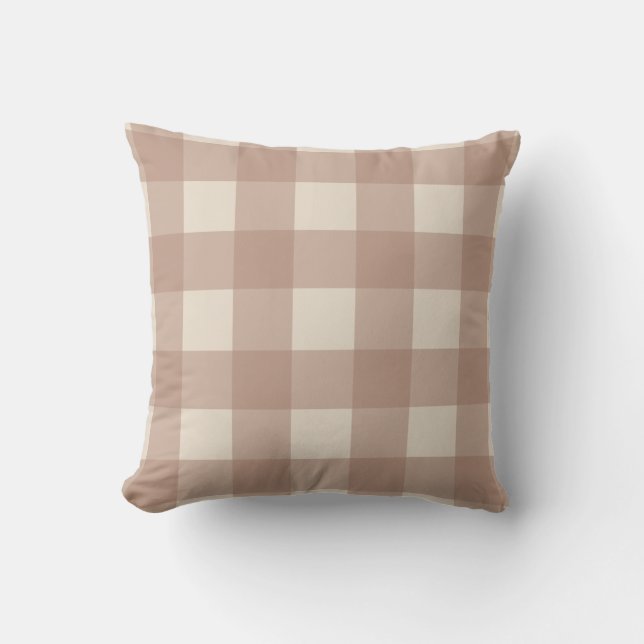 Almofada Travesseiro de Gingham Neutro Quente (Frente)