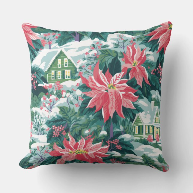 Almofada Travesseiro de inverno com floco de neve moderno - (Frente)