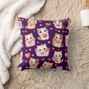 Almofada Travesseiro de lançamento com padrão de gato Kawai