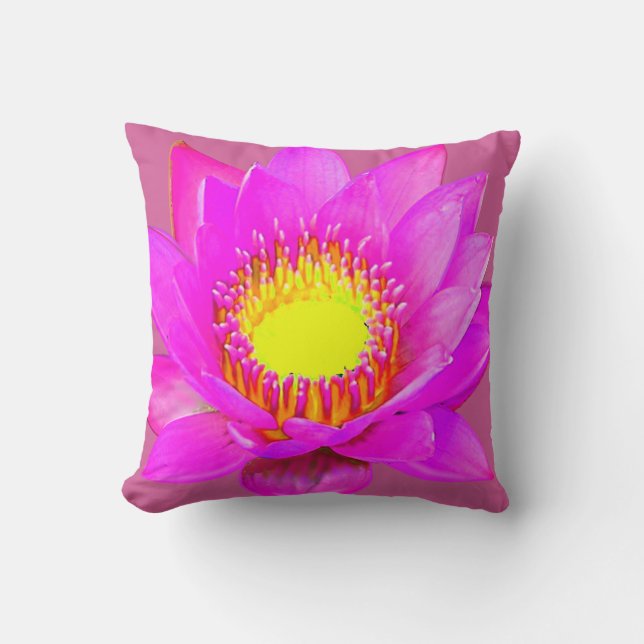 Almofada Travesseiro de lançamento de flor de lótus rosa (Frente)