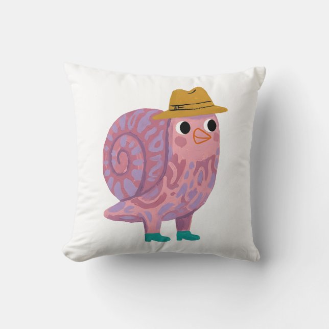 Almofada Travesseiro de Lançar Caracol Fofo com Chapéu (Frente)