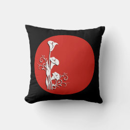 Almofada Travesseiro de lírio calla vermelho, preto e branc