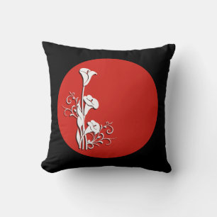Almofada Travesseiro de lírio calla vermelho, preto e branc