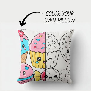 Almofada Travesseiro de Livro de Colorir Kawaii Fofo