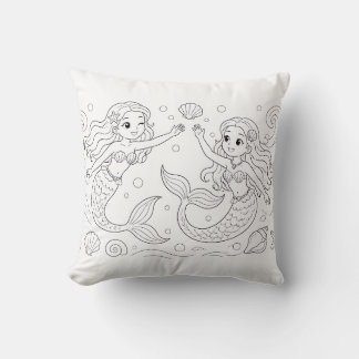 Almofada Travesseiro de Livro de Colorir Sereia | Decoração