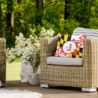 Almofada Travesseiro de Maryland Flag e Crab Monograma