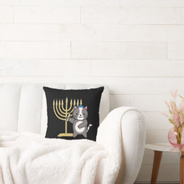 Almofada Travesseiro de Menorá de Gato de Hanukkah Fofo par