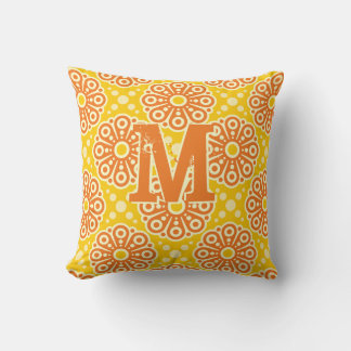 Almofada Travesseiro de Monograma Amarelo Laranja Moderno