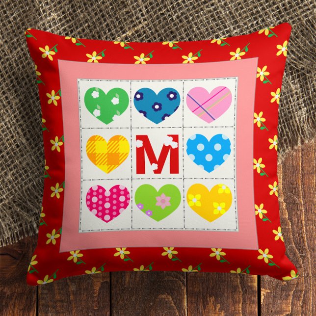 Almofada Travesseiro de Monograma de Cushion da Mãe Colorid (Colorful Custom Mom’s Cushion Monogram Pillow 🎁
)