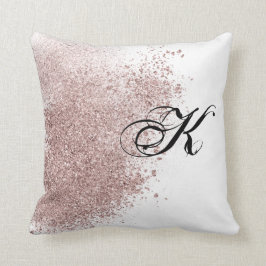 Almofada Travesseiro de Monograma Dourado com Rosa Faux