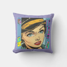 Travesseiro de Mulher Quadrada de Pop Art Personal