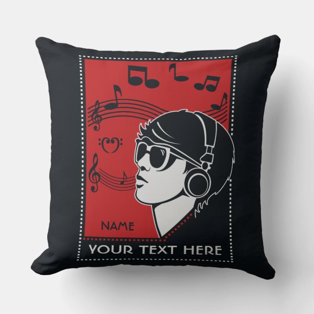 Almofada Travesseiro de Música Deco com Texto Personalizado (Frente)