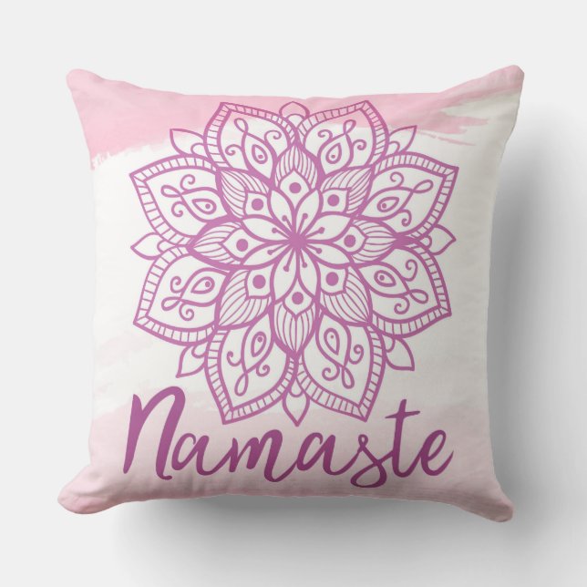 Almofada Travesseiro de Namaste de Mandala Rosa (Frente)