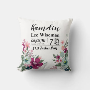 Almofada Travesseiro de Nascimento Personalizado Flor Tropi