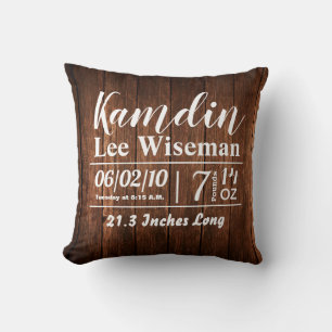 Almofada Travesseiro de Nascimento Personalizado - Rústica