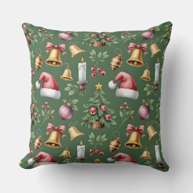 Almofada Travesseiro de Natal Botânico Elegante (Frente)