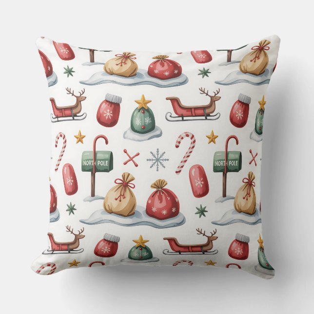 Almofada Travesseiro de Natal Botânico Elegante (Frente)