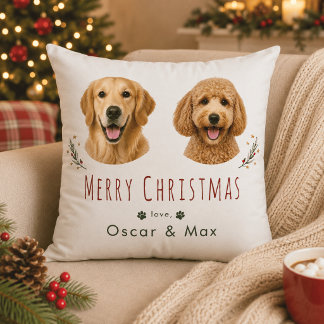 Almofada Travesseiro de Natal com Foto de 2 Animais de Esti