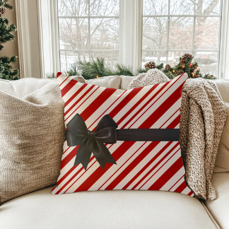 Almofada Travesseiro de Natal com Listras de Bala e Laço