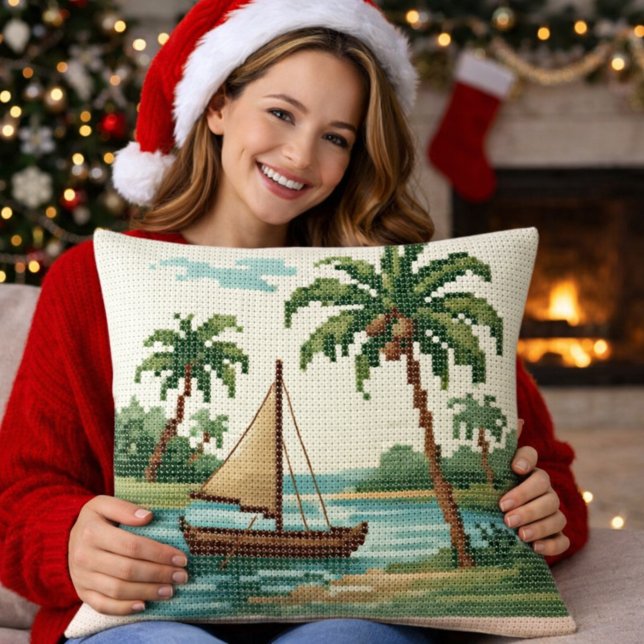 Almofada Travesseiro de Natal de Praia Tropical (Criador carregado)