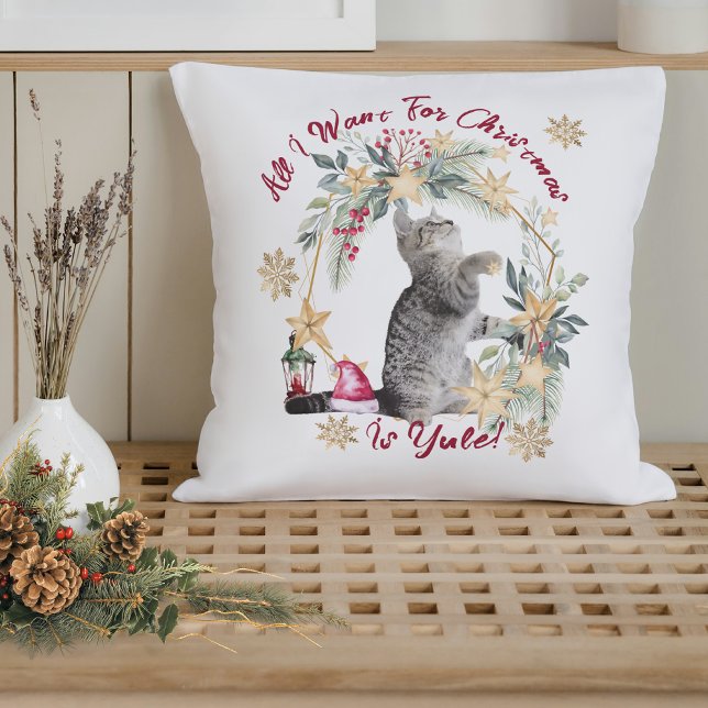 Almofada Travesseiro de Natal do Gato Tabby Hygge – Coroa F (Criador carregado)