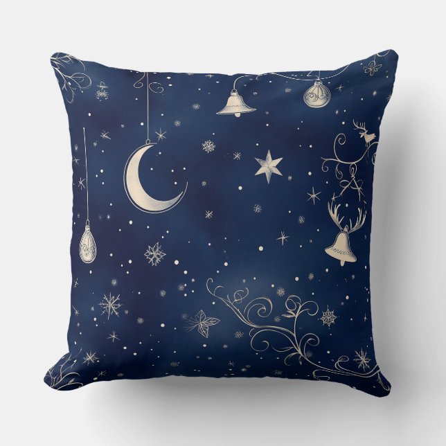 Almofada Travesseiro de Natal Elegante, Preto e Dourado e V (Frente)