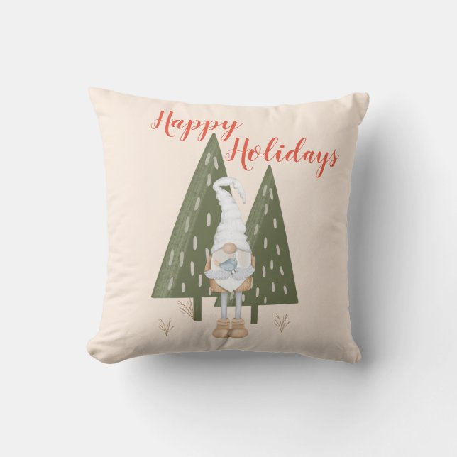 Almofada Travesseiro de Natal Férias Felizes Gnome da Flore (Frente)