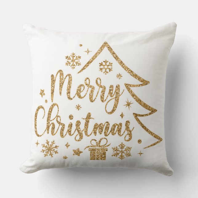 Almofada Travesseiro de Natal Floco de Neve Merry Christmas (Frente)