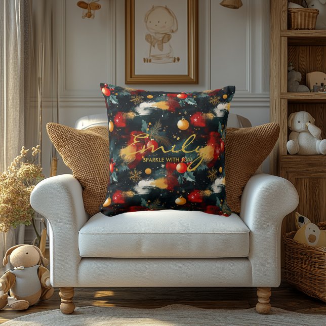Almofada Travesseiro de Natal Personalizado com Nome e Cota (Criador carregado)