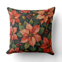 Travesseiro de Natal – Poinsettias e Decoração de